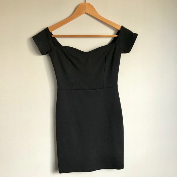 Nasty Gal Solemio Off-Should Black Mini Dress - Picture 1 of 8